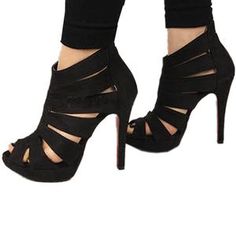 Stay Stylish With Gladiator Style Open Toe Pumps @ $34.99 Black Evening Shoes, Peep Toe Shoes, Peep Toe Sandals, High Heel Boots Ankle, Fashion Sandals, Stiletto Pumps, Fashion High Heels, Black High Heels, High Heels Stilettos