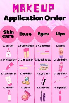 #No - #Makeup #Look Make Up Order Of Application Tutorials, What Order Should I Do My Makeup, Stuff You Need For Makeup, Simple Makeup Application Order, Makeup Products Order, Basic Products For Makeup, All The Makeup You Need Products, Makeup Tutorial Guide, Meakup Product Name