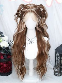 Wig With Curtain Bangs, Subtle Highlights, Cosplay Hair, Pretty Hair Color, Mermaid Makeup, Children Book