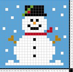 a cross stitch pattern with a snowman on it