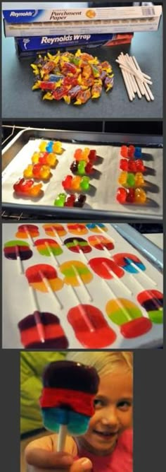 there are many different pictures of candy pops