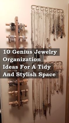 Looking for clever ways to keep your jewelry organized and your space looking chic? Check out these 10 genius jewelry organization ideas that will help you declutter and beautify your space. From DIY storage solutions to stylish display options, these tips will keep your jewelry collection neat and easily accessible. Say goodbye to tangled necklaces and missing earrings with these creative organization ideas! Storage For Jewelry Organizing Ideas, Jewelry In Closet, Pegboard Jewelry Organizer, Jewellery Hanger Diy, How To Store Jewelry Ideas, Bracelet Storage Ideas Diy, Storing Jewelry Organizing Ideas, How To Organize Jewelry, Necklace Storage Ideas