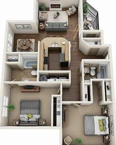 the floor plan of a two bedroom apartment with living room, dining area and kitchen