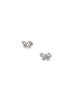 Color_Silver/Crystal Silver Studs Earrings, Dainty Earrings Studs, Grad Outfits, Earring Studs, Bow Earrings, Silver Stud Earrings, Silver Crystal, Dainty Earrings, Christmas Wishlist