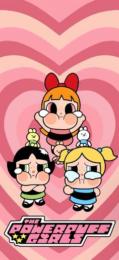 the powerpuff girls wallpapers are all in pink and white with hearts