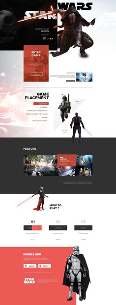 the star wars website is shown in three different colors