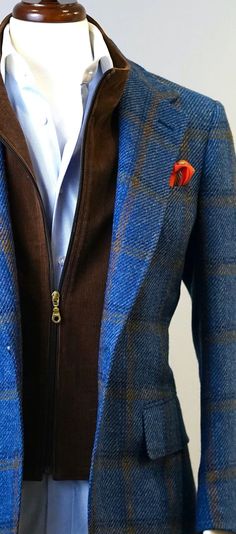 Cornflower Blue & Rust Overplaid Jacket – Christopher Korey Collective Plaid Tweed Jacket With Welt Pockets, Plaid Tweed Jacket With Pockets, Plaid Tweed Jacket With Pockets For Tailoring, Plaid Wool Tweed Jacket For Tailoring, Plaid Tweed Blazer With Pockets, Plaid Wool Tweed Jacket With Welt Pockets, Plaid Tweed Outerwear With Welt Pockets, Plaid Wool Tweed Jacket With Notch Lapel, Business Plaid Tweed Jacket