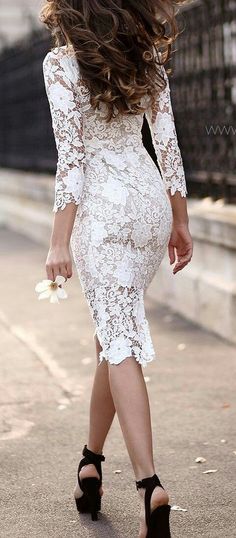 F00122939-104 Sammy Dress, Lace White Dress, Lace Mini Dress, Trendy Dresses, Long Sleeve Lace, Look Fashion, White Lace, Sundress, Dress To Impress