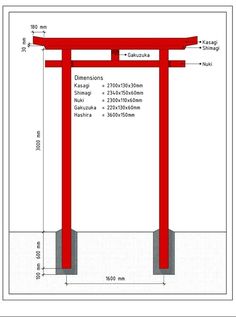 an image of a red gate with measurements for the top and bottom sections, including height