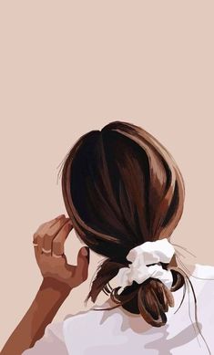 a painting of a woman with her hair in a pony tail styled into a bun