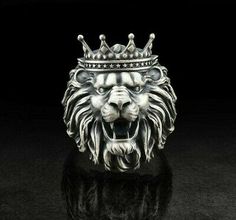 Pinterest Animal Wrap Rings, Celtic Knot Band, Hearts Tattoo, Hip Hop Rings, Roaring Lion, Lion Ring, Animal Ring, King Crown, Handmade Sterling Silver Rings