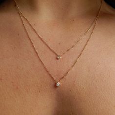 14K Gold Diamond Weight .08ct Adjustable, Total Length 16" Bottom Layer 18" Necklace pictured at it's lowest and shortest lengths Available in 18k gold please contact us for pricing Layered Diamond Necklace, Layering Diamond Necklaces, Double Layer Necklace, Birthstone Necklace, Layered Necklaces, Double Layer, Gold Diamond, Diamond Necklace, Jewelry Watches