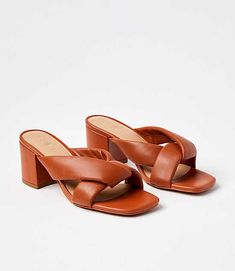 Step into modern-chic texture - and comfy cool, too - with these puffed twist leather mules. Padded footbed for comfort. 2 1/3" heel.,Imported:Imported Loft Puffed Twist Leather Mules Size 7 1/2 Cognac Women's by Loft Size Regular - 7 1/2 Cognac Women's Shoes, High, Heels, &, Pumps, Footwear Dress Mules, Shoes High Heels, Shoes High, Heels Pumps, Leather Mules, Modern Chic, Cognac, Effortless Style, Shoes Women Heels