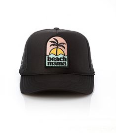 Style: Beach Mama Patch Trucker  This patch trucker hat is for all the Beach Mamas out there. So light, low profile and a perfect addition to your growing hat collection. This patch is sewn on for extra durability.  5 Panel Foam Mesh Back Trucker, Pro Style Adult Sizing  100% Poly Foam Front, 100% Nylon Back Beach Mama, Southern California Beaches, Hat Collection, Beach Lifestyle, Beach Essentials, Cute Hats, Travel Gear, Low Profile, To My Daughter