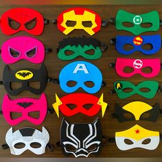 the masks are all different colors and shapes