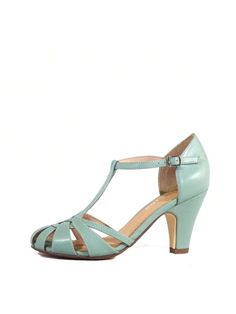 Mint Green Elegant,Glamorous Collar     Embellished   Women Shoes Vintage T-strap Sandals With Round Toe For Spring, Vintage T-strap Closed Toe Sandals For Spring, Vintage Closed Toe T-strap Sandals For Spring, Spring Vintage T-strap Sandals, Retro T-strap Sandals For Spring, Retro T-strap Sandals With Round Toe, Vintage T-strap Sandals For Spring, Retro Heels With Ankle Strap And Heel Loop, Classic T-strap Sandals With Buckle Closure