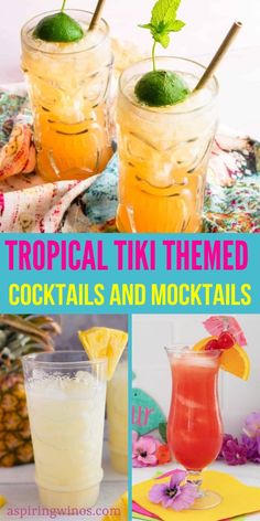 tropical tiki themed cocktails and mockles