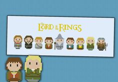 The Lord of the Rings - The fellowship of the RingThree Rings for the Elven-kings under the sky,Seven for the Dwarf-lords in their halls of stone,Nine for Mortal Men doomed to die,One for the Dark Lord on his dark throneIn the Land of Mordor where the Shadows lie.One Ring to rule them all, One Ring to find them,One Ring to bring them all and in the darkness bind them...As the father of all literary fantasy epics, Tolkien's Lord of the Rings Trilogy is by far the best of the bunch (and our favourite!) so how could we resist the temptation to immortalize the Fellowship as Pixel People? With Boromir, Aragorn, Samwise Gamgee, Frodo Baggins, Gandalf, Peregrin Took, Meriadoc Brandybuck, Legolas, and Gimli, this pattern has enough stitching to satisfy even the biggest Tolkien fan. Stitch it for y Dark Throne, Rings Cross, Mini People, The Fellowship Of The Ring, Needlecraft Patterns, Fellowship Of The Ring, Three Rings, The Lord Of The Rings, Dark Lord