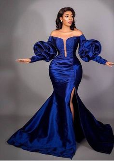 This is a Charming Royal Blue long sleeves formal dress for Prom, wedding, engagement, party, night dress and dinner. The blue velvet outfit is well crafted dress to make you stand out of the crowd. It is also available in plus size. Outfit For Prom, Long Dress Outfit, Dinner Gowns, Dinner Gown, Formal Bridesmaids Dresses, Prom Dress Long, Split Long Dress, Lace Gown Styles, Dinner Dress Classy