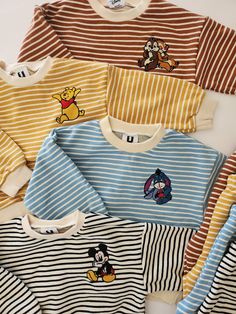 Toddler Disney Friends Stripe Sweatshirt and Pants Set (1-6y) -4 Colors | AT NOON STORE Boys Disney Outfits, Boy Disney Outfits, Baby Embroidery Ideas Boys, Toddlers Aesthetic, Newborn Outfits Boy, Baby Must Haves Newborn, Cute Baby Clothes Newborn, Toddler Clothes Boy