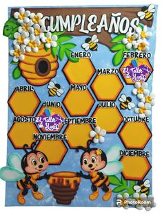 a bulletin board with bees and honeycombs for spanish language students to use in the classroom