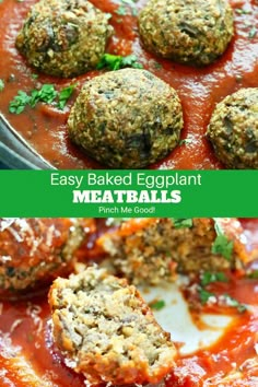 easy baked eggplant meatballs with marinara sauce