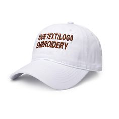 PRICES MAY VARY. ⭐Material: Our custom baseball hats are made up of 100% cotton.Machine embroidered with great detail. It is soft and comfortable. ⭐Custom YOUR Design: Choose the hat's color first, and we have various types of beautiful art font for you to choose. The text or logo will be embroidered atter you order them.A unique gift for any occasion! ⭐The Hat Style: The back of the baseball hat is designed which has good ventilation function, natural comfort, light and dry. It's very suitable Cotton Fitted Hat With Letter Print And Flat Bill, Adjustable Cotton Hats With Letter Embroidery, Cotton Dad Hat With Letter Embroidery For Baseball Season, White Letter Print Dad Hat For Baseball Season, Casual Cotton Trucker Hat With Custom Embroidery, Letter Embroidered Snapback Hat With Curved Brim, Letter Embroidery Snapback Hat With Curved Brim, Embroidered Cotton Fitted Hat With Curved Brim, Adjustable Cotton Baseball Cap With Custom Embroidery