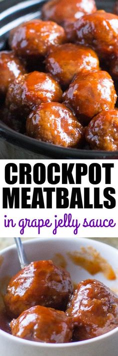 crockpot meatballs in grape jelly sauce are the perfect appetizer to serve