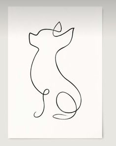 a black and white drawing of a cat