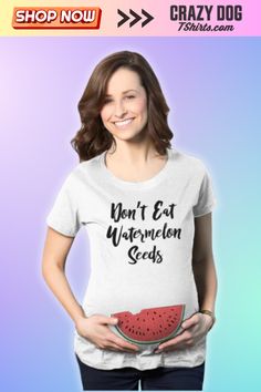 Embrace the bump humor with our 'Don't Eat Watermelon Seeds' maternity t-shirt! Designed for pregnant women with a sense of humor, this funny tee turns a food joke into a clever, wholesome pregnancy statement. Use your baby bump and the joy of your little one to share a smile with the world. Looking for an affordable gift idea for pregnant ladies? Buy this women's maternity t-shirt and spread the laughter! 🍉👶 #MaternityHumor #PregnancyJokeTee Pregnancy Jokes, Pregnant Shirt, Baby Announcement Shirt, Casual Maternity Outfits, Watermelon Shirt, Baby Announcement Shirts