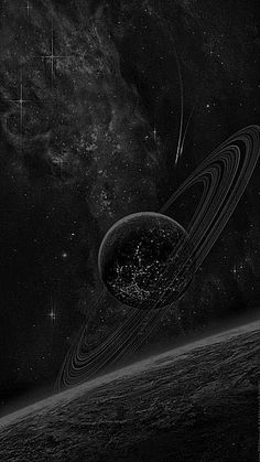 an artist's rendering of the solar system in black and white