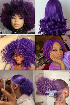 Purple Dyed Hair, Curly Hair Care Routine, Feed In Braids Hairstyles