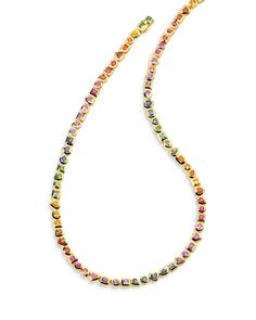 Born and raised in Florence, the eponymously named jeweler draws on the vibrant colors of Tuscany and the Mediterranean to create these rainbow confections. Each stone is individually selected and hand-set by skilled artisans. Candy Rainbow, Rainbow Sapphires, Purple Sapphire, Rock Candy, Orange Sapphire, Gold Box, Tennis Necklace, Exclusive Jewelry, Yellow Sapphire