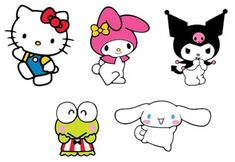 hello kitty and other cartoon characters