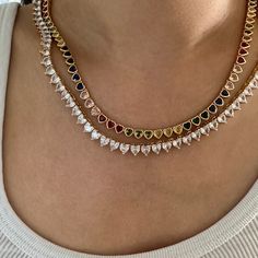 Materials Gold plated brass AAA ultra shine cubic zirconia Luxury Rose Gold Tennis Necklace, Luxury Elegant Pink Tennis Necklace, Tennis Necklace, Jewelry Inspo, Accessories Branding, Luxury Jewelry, Cubic Zirconia, Tennis, Gold Plate