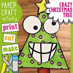 a paper craft activity for kids to make a christmas tree with the words crazy christmas tree