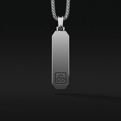 Signature Pendant Minimalist Polished Rectangular Pendant Jewelry, Formal Minimalist Jewelry With Rectangular Pendant, Minimalist Formal Jewelry With Rectangular Pendant, Minimalist Rectangular Pendant Jewelry For Formal Occasions, Elegant Stainless Steel Square Pendant Necklace, Modern Rectangular Necklace With Polished Finish, Refined Silver Necklace With Polished Finish, Minimalist Formal Jewelry With Square Pendant, Sterling Silver Jewelry With Smooth Finish For Gifts