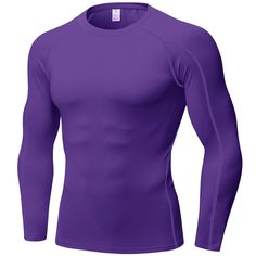 PRICES MAY VARY. ➤【HIGH PERFORMANC COMPRESSION TOP】Gym Compression Shirts Design for Men for All-weather and Seasons. Adopts high Elasticity and Durability and Ultra-Soft Fabric with very little weight without restriction. Tight Fitting, like a second skin. ➤【KEEP YOU DRY & COMFORT SPORTS SHIRTS】Breathable Mens Sports Base Leyer Undershirts. Sweat and Moisture can be pulled away from skin very quickly; Enable sweat easy for air-dry to prevent clothes sticking to the body. These shirts are comfor Fitted Long Sleeve Purple T-shirt, Solid Crew Neck Workout Shirt, Solid Color Crew Neck Workout Shirt, Solid Crew Neck Gym Shirt, Purple Moisture-wicking Training Tops, Breathable Purple Tops For Sports, Purple Sportswear Training Top, Purple Sportswear Tops For Training, Purple Fitted Long Sleeve T-shirt