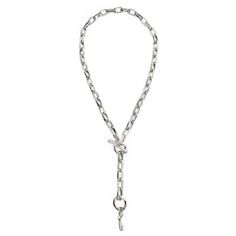 Convertible Chainlink Lariat - Silver | BIKO | Wolf & Badger Chunky Chain Lariat Necklace, Modern Link Chain Necklace With Toggle Clasp, Modern Chain Link Necklace With Toggle Clasp, Everyday Toggle Link Chain Necklace, Modern Silver Link Toggle Necklace, Modern Toggle Necklace, Modern Metal Link Toggle Necklace, Modern Toggle Necklace With Cable Chain, Modern Toggle Necklace With Chunky Chain Link