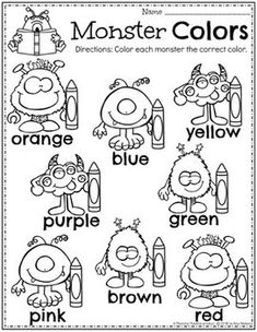 the color and write worksheet for monster colors