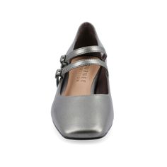 The Nally heels from Journee Collection offer a perfect blend of style and comfort with their 2-inch block heel, ensuring a chic lift. The ankle strap with a buckle closure provides a secure fit, complementing the contemporary square toe design. Crafted from faux leather for both the upper material and lining, and featuring a 4 mm Tru Comfort Foam™ footbed, these heels prioritize both fashion and comfort, making them a stylish and practical choice with a modern edge. Closed Toe Shoes, Square Toe Heels, Mary Jane Pumps, Buckle Shoes, Leather Mary Janes, Journee Collection, Toe Designs, Mary Janes, Block Heels