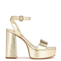 Jans Platform Sandals - Nine West Hoco Shoes, Gold Block Heels, Modern Square, Heel Sandal, Nine West Shoes, Perfect Shoes, Dress Sandals, Block Heels Sandal, Shoe Sale