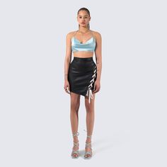 Shawty loves a little reveal-ation 😏 Tease crowds with just the right amount of peek-a-boo 👻 Fitted Crop Top With Lace-up Back For Party, Trendy Strappy Halter Top With Crisscross Straps, Halter Top With Crisscross Spaghetti Straps For Night Out, Trendy Party Halter Top With Spaghetti Straps, Trendy Strappy Halter Top For Night Out, Backless Halter Top With Crisscross Straps For Night Out, Chic Strappy Back Halter Top For Night Out, Backless Strapped Crop Top For Club, Backless Crop Top With Straps For Club