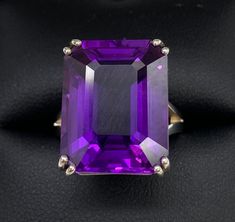 Gorgeous Vintage Art Deco Huge Amethyst Emerald Cut Ring Size 7 pre/owned condition stone measures 17.5mmX 14mm Classic Formal Amethyst Ring With Large Stone, Classic Large Stone Amethyst Ring For Formal Events, Formal Purple Solitaire Amethyst Ring, Formal Purple Amethyst Solitaire Ring, Classic Purple Amethyst Ring With Polished Finish, Hallmarked Emerald Cut Amethyst Ring For Formal Occasions, Emerald Cut Hallmarked Amethyst Ring, Formal Emerald-cut Solitaire Amethyst Ring, Formal Emerald-cut Amethyst Ring