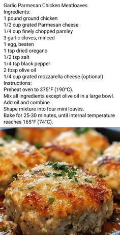 the recipe for chicken parmesan is shown in two different languages and includes ingredients