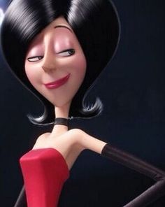 an animated character with black hair and big eyes