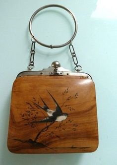 Wooden Fashion, Antique Purse, French Aesthetic, Vegan Style, Victorian Aesthetic, Bird Motif