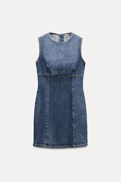 DENIM TRF DRESS - Blue | ZARA United States Sleeveless Denim Dress With Back Zipper, Back Zipper Mini Denim Dress, Denim Mini Dress With Back Zipper, Casual Sleeveless Denim Dress With Zipper Closure, Sleeveless Summer Denim Dress With Back Zipper, Blue Mini Dress With Zipper Closure, Denim Blue Dresses With Zipper Closure, Blue Sleeveless Dress With Zipper Closure, Spring Denim Mini Dress With Back Zipper