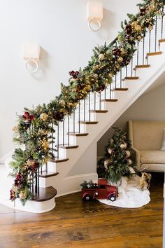 629789630 stairs makeover, stairs storage, stairs decor, great stairs design ideas, genius stairs storage ideas, rustic stairs design ideas, farmhouse stairs ideas, stairs renovation ideas, stairs decor ideas, stairs in livingroom, stairs and hallway ideas Frontgate Christmas, Banister Garland, Christmas Garland Staircase, Christmas Banister, Christmas Staircase Decor, Staircase Railing