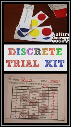 I mentioned my new discrete trial kit in my last post and I wanted to share some more details and some updates that are coming for it. The original one that is currently posted focuses on receptive ID of colors. As I was thinking about the next steps, I realized that it didn’t make much … Discrete Trial Training, Asd Classroom, Self Contained Classroom, Behavioral Analysis, Teaching Special Education, Colors Matching, Special Education Resources, Special Education Teacher, Classroom Resources